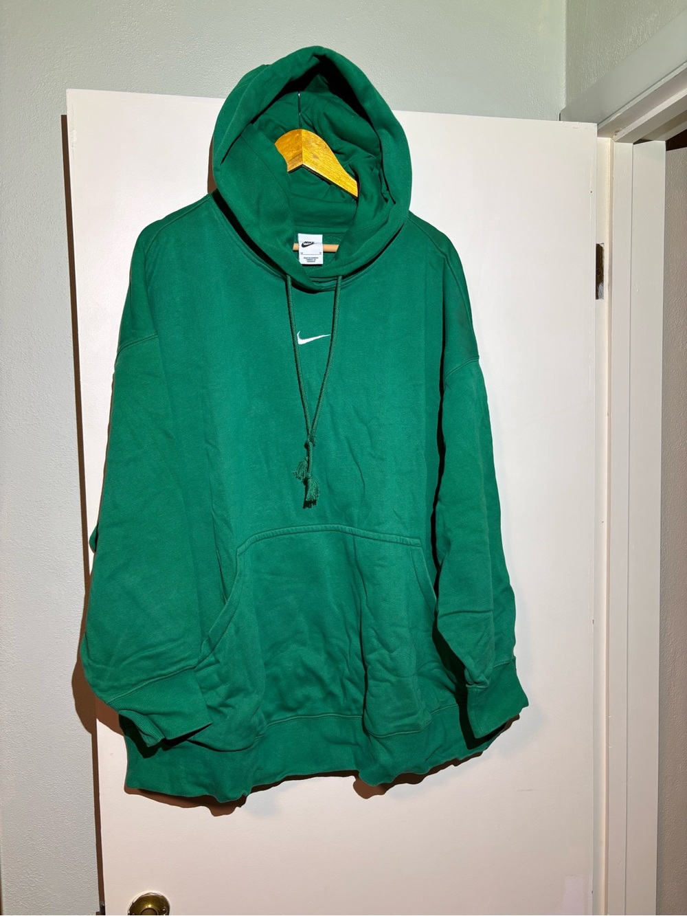 Nike Green Hooded Sweatshirt with Small White Swoosh